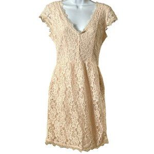 Anthropologie Babaton Women's Blush Pink Mini Dress Size 4 Tobias Eyelash Lace